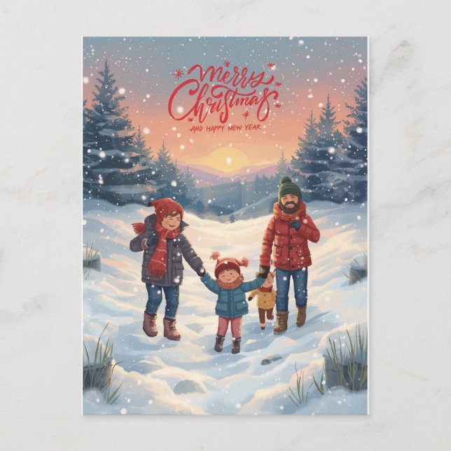 Cartão Postal De Festividades Merry Christmas & Happy New Year (Frente)