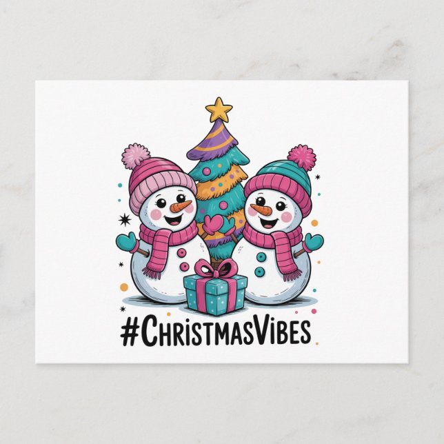 Cartão Postal De Festividades Merry Christmas Holiday Vibes (Frente)