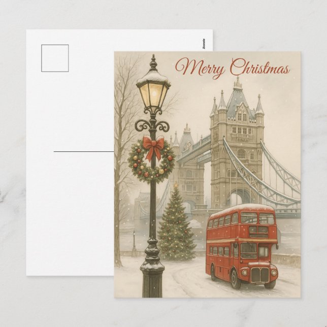 Cartão Postal De Festividades Merry Christmas in London Postcard – Gift  (Frente/Verso)