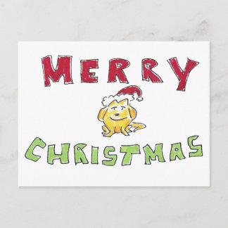 Cartão Postal De Festividades Merry Christmas Little Yellow Lab Puppy Cartoon