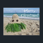 Cartão Postal De Festividades Merry Christmas/ Mele Kalikimaka Snowman Sandman<br><div class="desc">Merry Christmas/ Mele Kalikimaka Snowman Sandman</div>