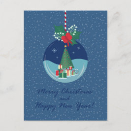 Cartão Postal De Festividades Merry Christmas Ornament Card with Tree and Gifts