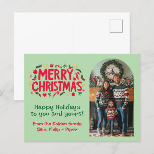 Cartão Postal De Festividades MERRY CHRISTMAS PERSONALIZADO FÓTO DE Arco Xmas