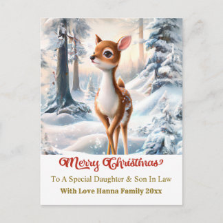 Cartão Postal De Festividades Merry Christmas Personised I Cute Baby Deer