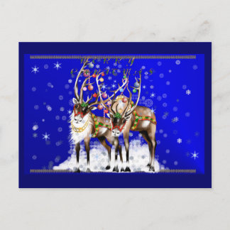 Cartão Postal De Festividades Merry Christmas Reindeer Yardsign