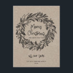Cartão Postal De Festividades Merry Christmas Rustic Holiday Wreath Kraft Card<br><div class="desc">Feliz Natal Rustic Holiday Wreath Kraft Feriado Feriado Russo - O cartão de Natal Russo apresenta um festival ilustrado com "Feliz Natal" em tipografia russa e escrita à mão - E FELIZ ANO NOVO. O cartão é personalizado com o nome da sua família ou nome comercial e o ano. Que...</div>
