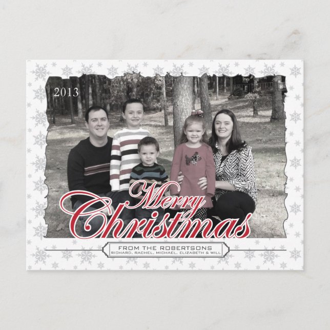 Cartão Postal De Festividades Merry Christmas Snowflake Custom Photo Postcards (Frente)