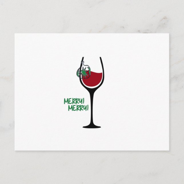 Cartão Postal De Festividades Merry Little Christmas Wine Glass Postcard (green) (Frente)