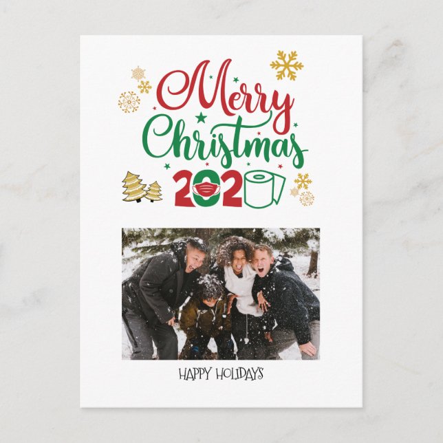 Cartão Postal De Festividades Merry & Masked Christmas 2020 | Photo (Frente)