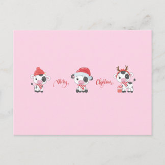 Cartão Postal De Festividades Merry Moos (Baby Cows) Christmas