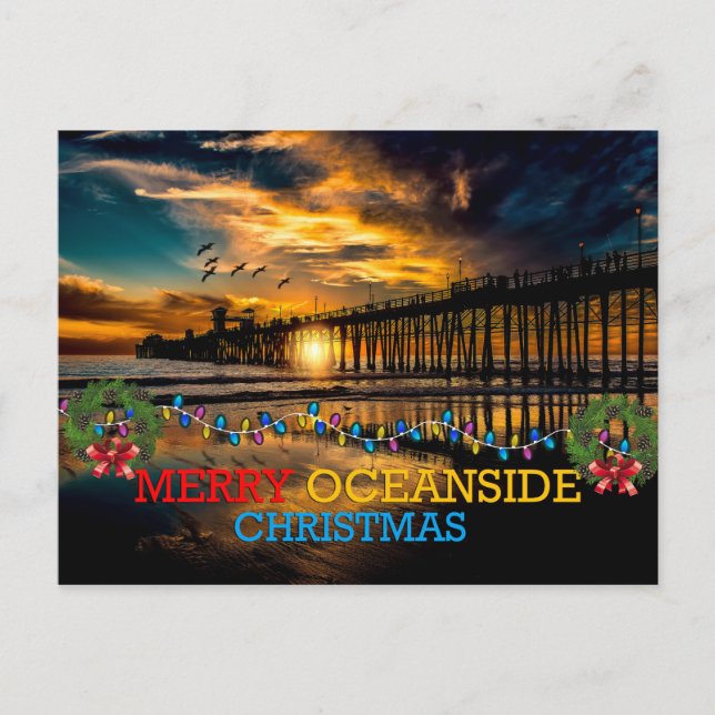 Cartão Postal De Festividades Merry Oceanside Christmas (Frente)
