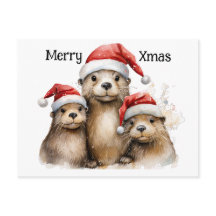 Merry Xmas Personalizável Três Otters
