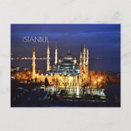 Cartão Postal De Festividades Mesquita Azul de Istambul Vista Noturna Turquia