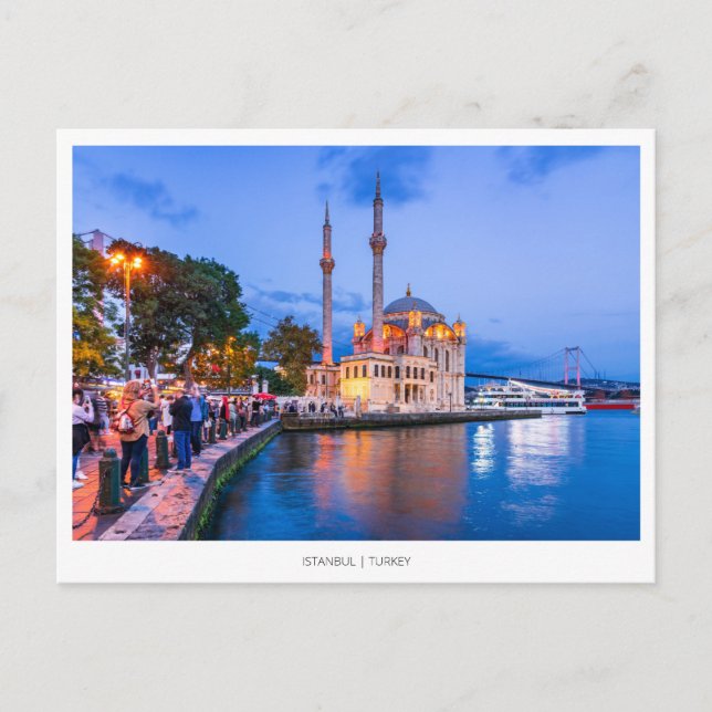 Cartão Postal De Festividades Mesquita Ortakoy em Istambul, Turquia (Frente)