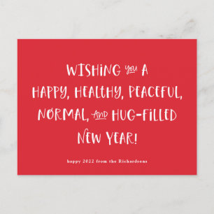 Cartão Postal De Festividades Meu desejo para 2022 Feliz ano novo vermelho