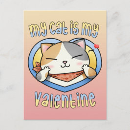 Cartão Postal De Festividades Meu gato é meu Namorados, Calico Cat