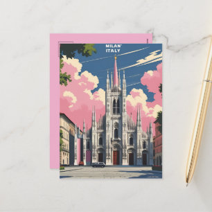 Cartão Postal De Festividades Milão Itália Viagem Art - Cidade da Catedral de Du