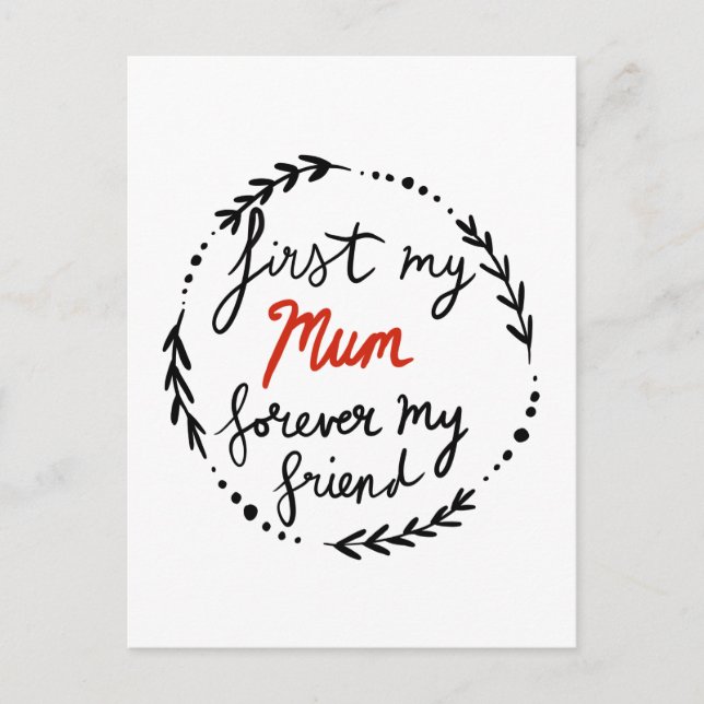 Cartão Postal De Festividades Minha mãe, minha amiga (Frente)