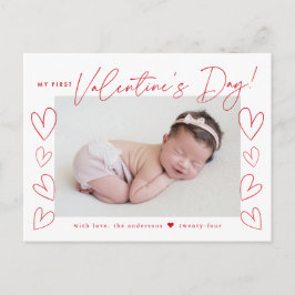 Cartão Postal De Festividades Minha primeira foto do script vermelho do meu Dia 