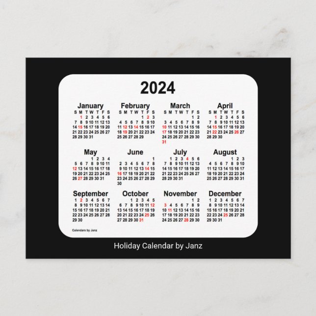 Cartão Postal De Festividades Mini calendário de Natal 2024 por Janz (Frente)