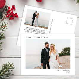 Cartão Postal De Festividades Mínima Foto do Natal 2 Casado Moderno