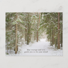 Cartão Postal De Festividades Minimal Winter Forest Path, New Year