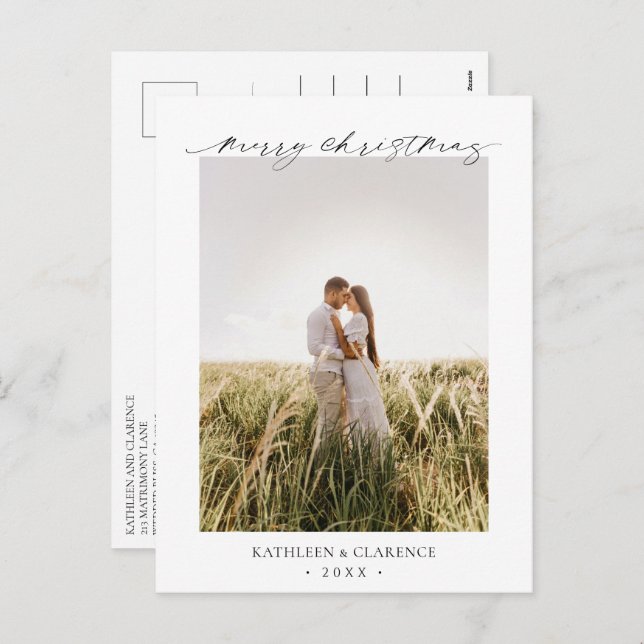 Cartão Postal De Festividades Minimalist Elegant Photo Classic Christmas (Frente/Verso)