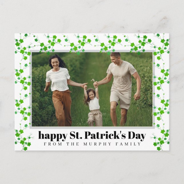Cartão Postal De Festividades Minimalist lucky shamrock st. Patrick's Day Photo (Frente)