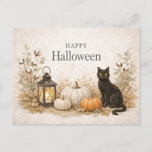 Cartão Postal De Festividades Minimalista Algodão Branco Ramos Eucalipto Hallowe