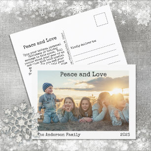 Cartão Postal De Festividades Minimalista Paz e Amor 3 Foto