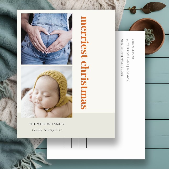 Cartão Postal De Festividades Mínimo Negrito 2 Foto Vermelha Merriest Natal (Criador carregado)