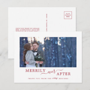 Cartão Postal De Festividades Mínimo Vermelho Merrily Após Novo Agradeço