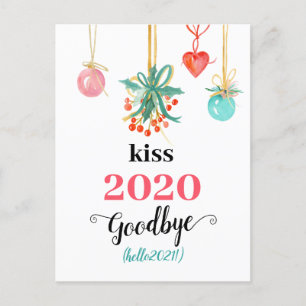 Cartão Postal De Festividades Mistletoe Kiss Goodbye para 2020 Do-over Funny Red