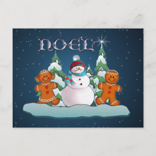Cartão Postal De Festividades MIÚDOS do BONECO DE NEVE & do PÃO-DE-ESPÉCIE po