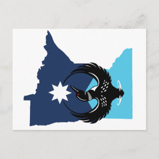Cartão Postal De Festividades MN Loon Rising - MN State flag