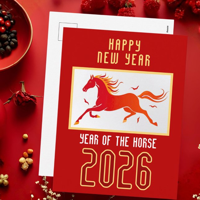 Cartão Postal De Festividades Modern Chinese Horse New Year 2026  (Criador carregado)