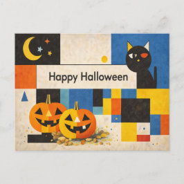 Cartão Postal De Festividades Modern Colorful Abstract Halloween