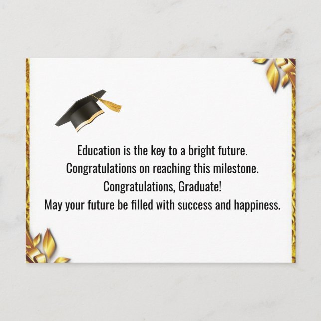 Cartão Postal De Festividades Modern Graduation Thank You Card Elegant Class of  (Frente)