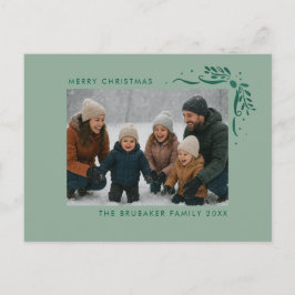 Cartão Postal De Festividades Modern Sage Hand Drawn Bows Christmas Photo