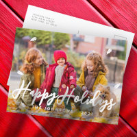 Modern Simple Playful Greetings Leaf Family Photo
