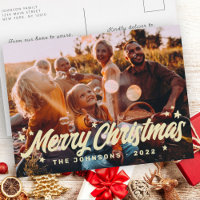 Modern Simple Playful Greetings Stars Family Photo