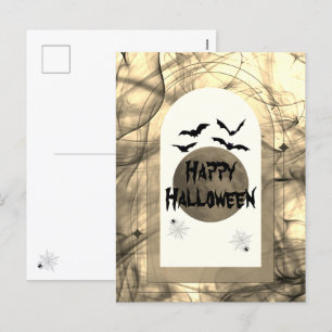 Cartão Postal De Festividades Modern Spooky Bat Black Typografia Feliz Dia das B