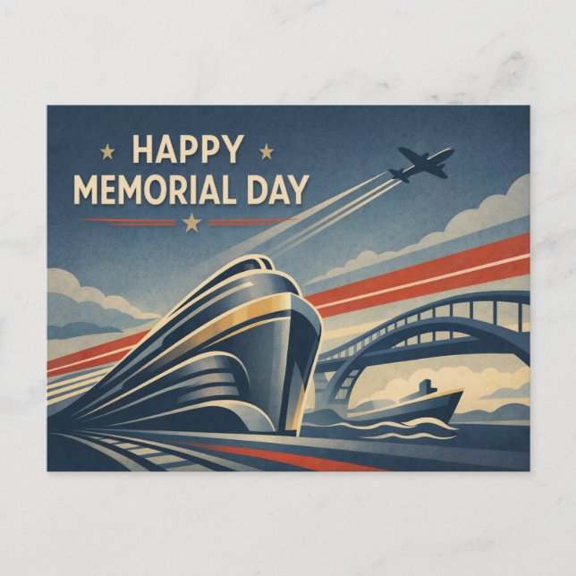 Cartão Postal De Festividades Moderne Transportation Tribute Memorial Day  (Frente)