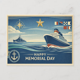 Cartão Postal De Festividades Moderno Azul Dia da Memória Naval