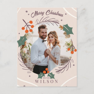 Cartão Postal De Festividades Moderno Boho Feliz Natal Sr & Sra 1 Foto