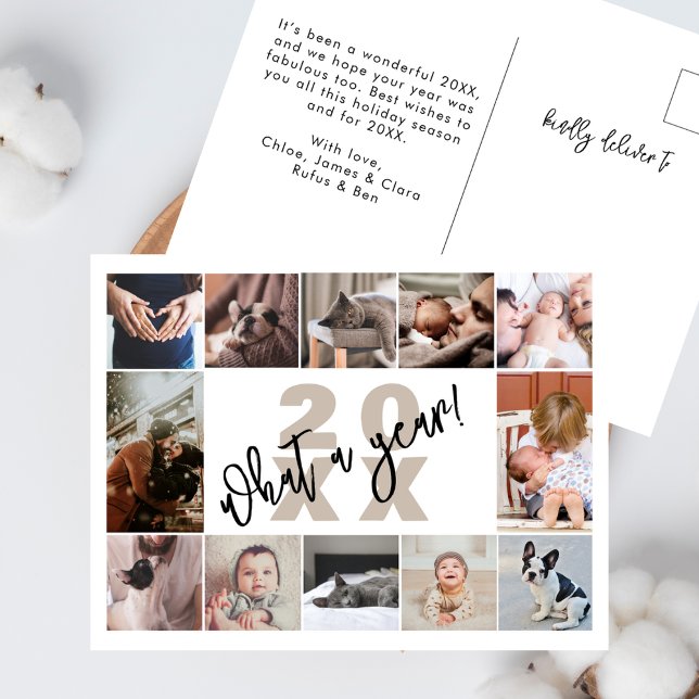 Cartão Postal De Festividades Moderno Collage de 12 Fotos Que Ano (Criador carregado)