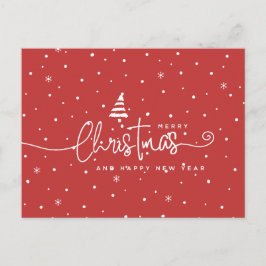 Cartão Postal De Festividades Moderno Estilo Nórdico Vermelho e Branco