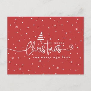 Cartão Postal De Festividades Moderno Estilo Nórdico Vermelho e Branco