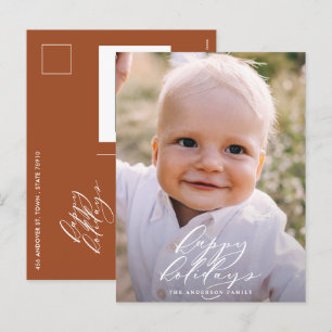 Cartão Postal De Festividades Moderno minimal foto Natal elegante feriado