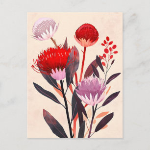 Cartão Postal De Festividades Moderno Minimalista Boho Floral Botânico